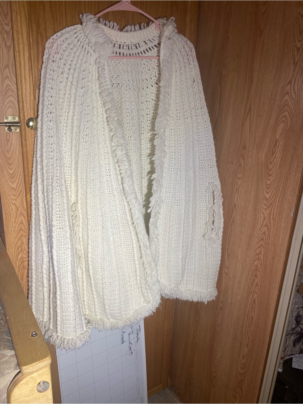 Cozy Open-Front crisp white crochet vintage 1978